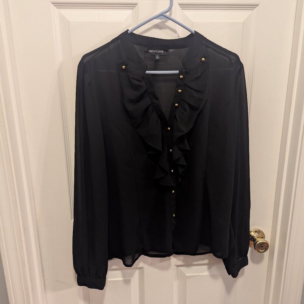 New look sheer black blouse - XL